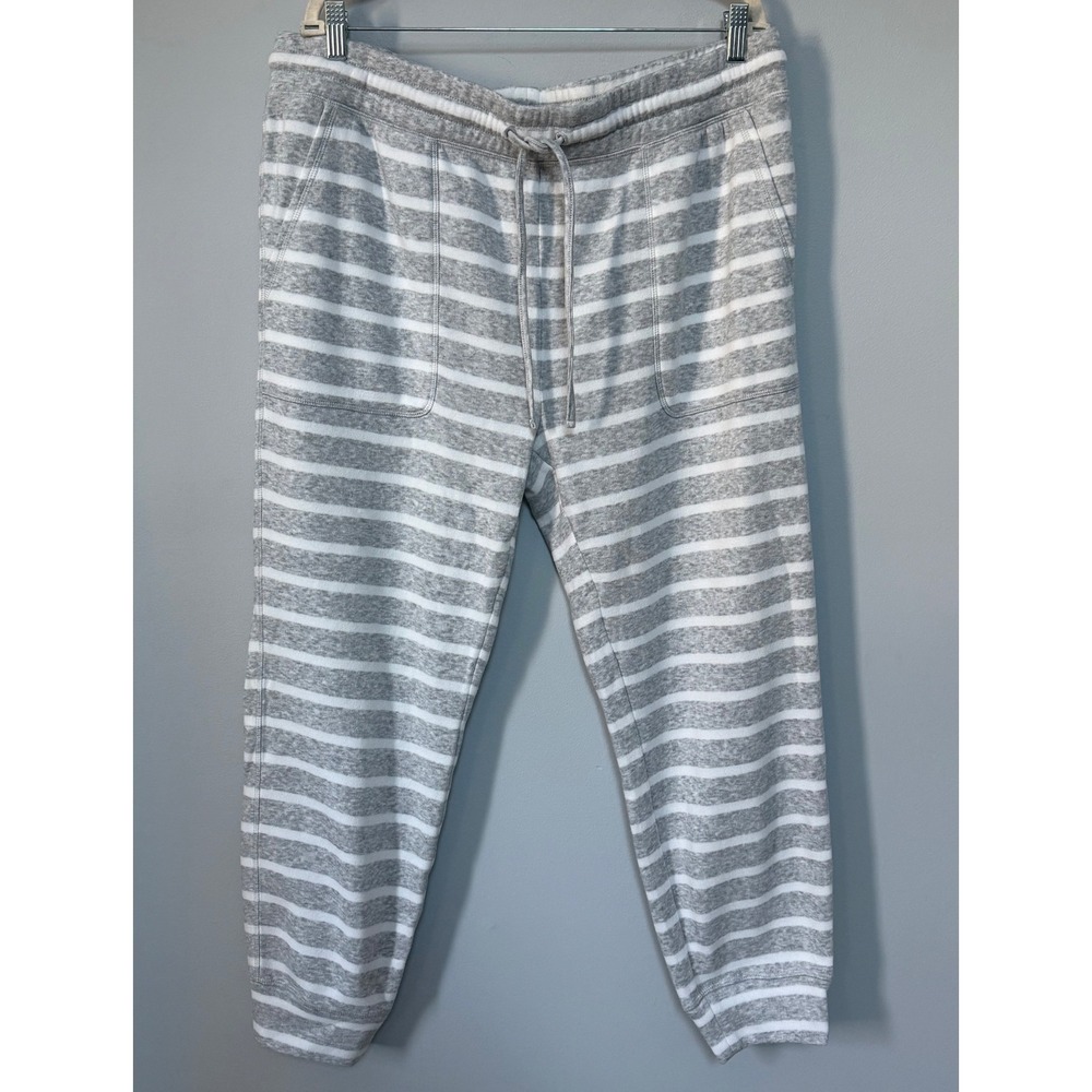 Vineyard Vines Striped Fleece‎ Jogger Pants Women's XL Gray White Lounge Sleep